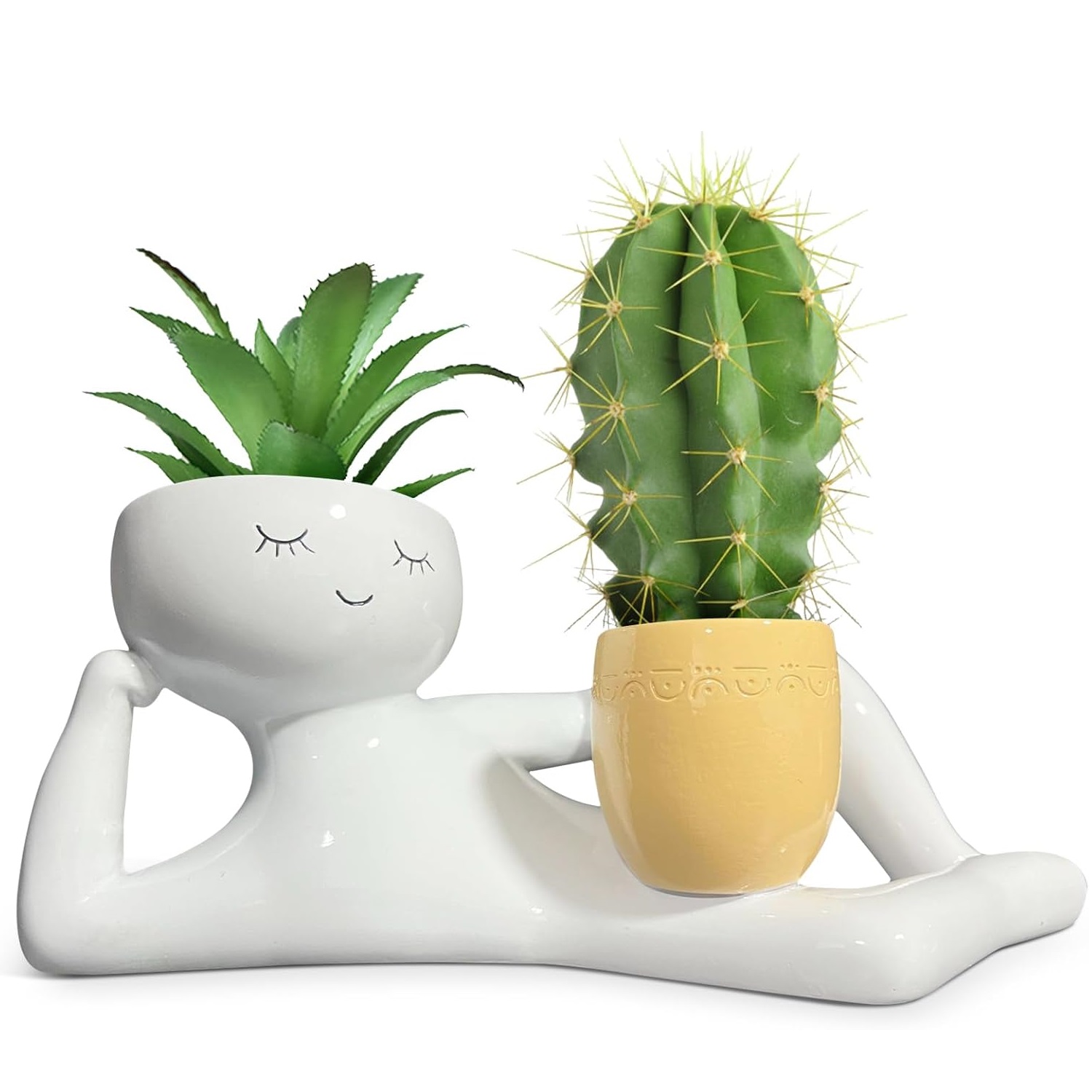 Lazy Little Guy Planter Unique - Cactus Mix Pot ulasan dan harga