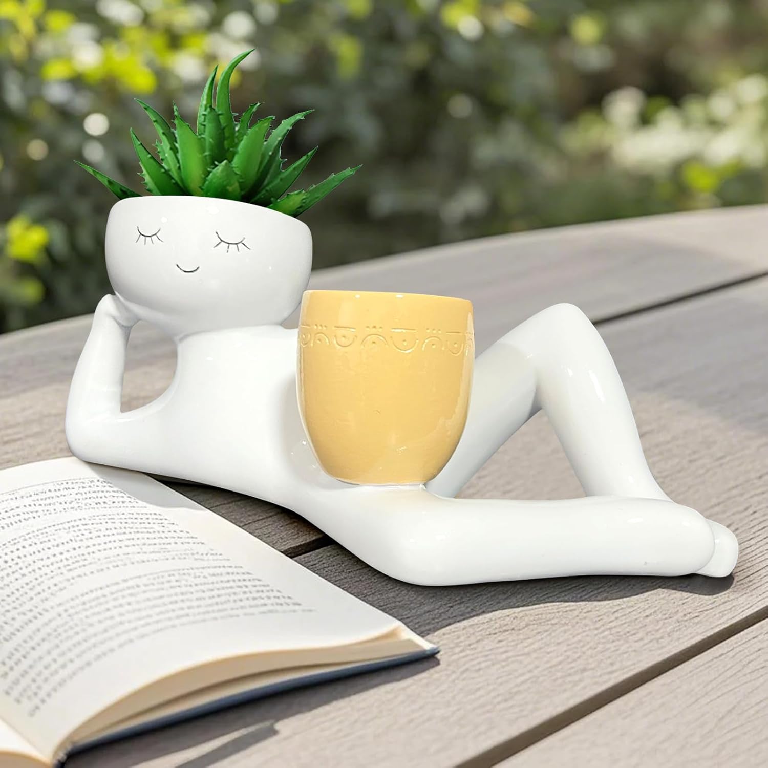 Lazy Little Guy Planter Unique - Cactus Mix Pot ulasan dan harga