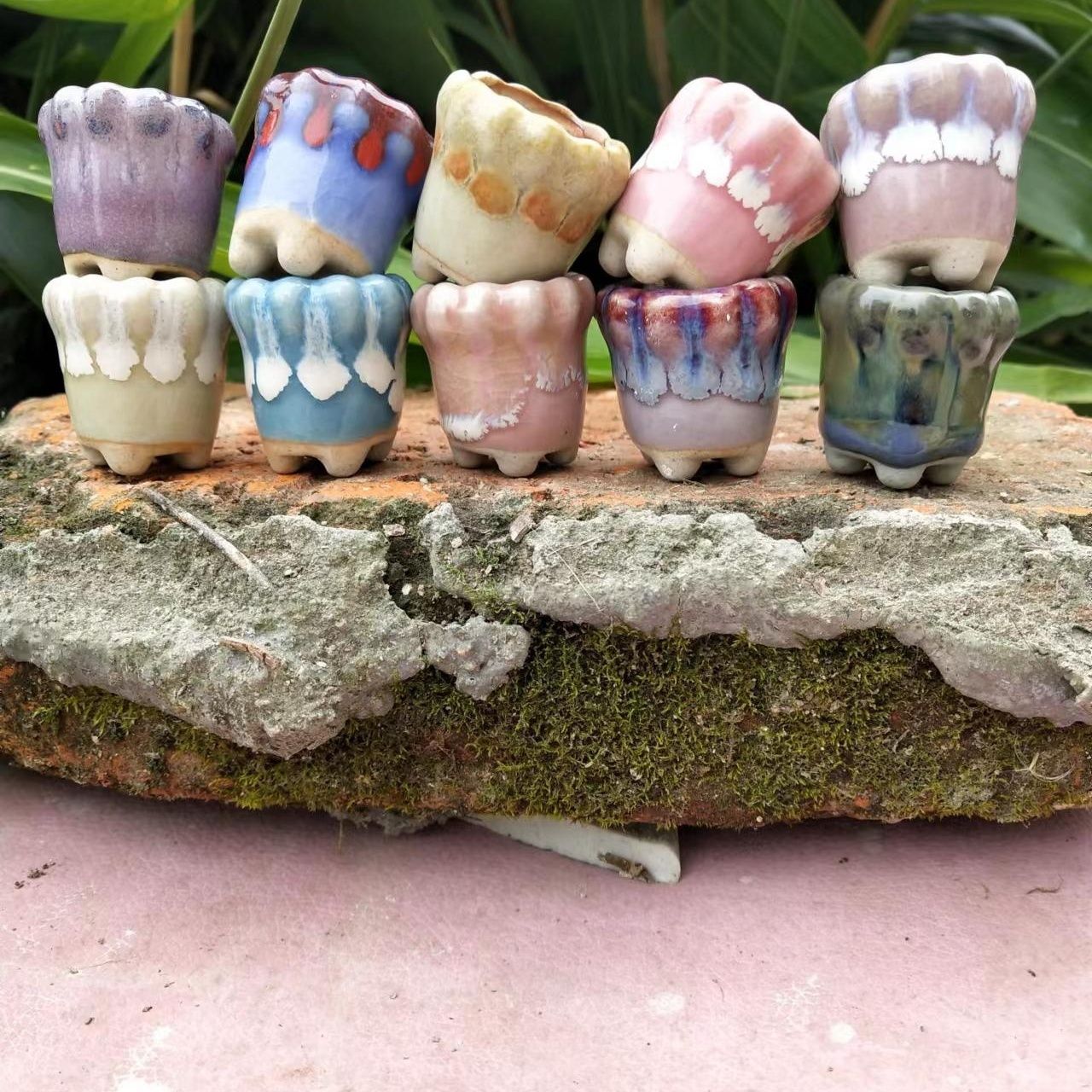 10Pcs Mini Ceramics Fowerpot M - Cactus Mix Pot ulasan dan harga